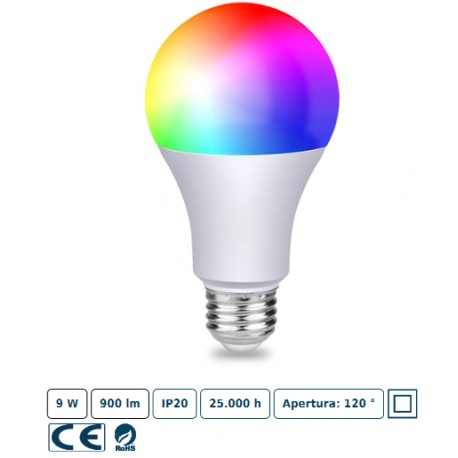 Lámpara E-27 9W RGB+CCT WIFI